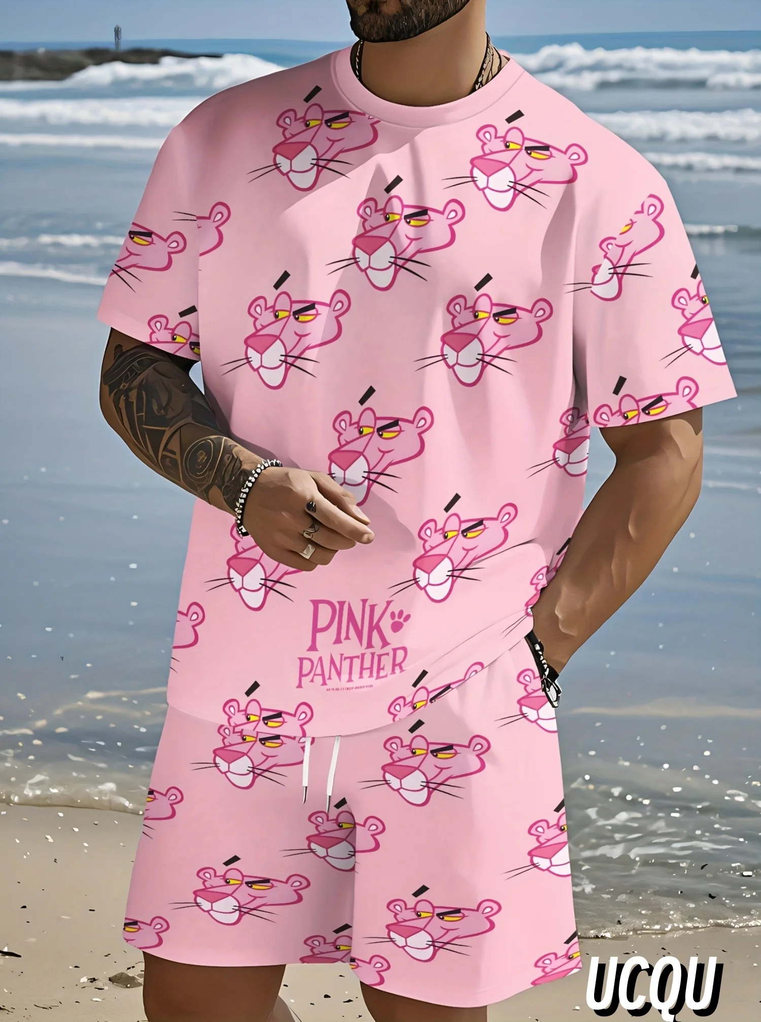 Cartoon Classic Pink Panther Print Men Casual Short Sleeve T-Shirt Shorts Set Adult sport Jogging 2 Piece Set men Clothing
Cartoon Classic Pink Panther Print Men Casual Short Sleeve T-Shirt Shorts Set Adult sport Jogging 2 Piece Set men Clothing