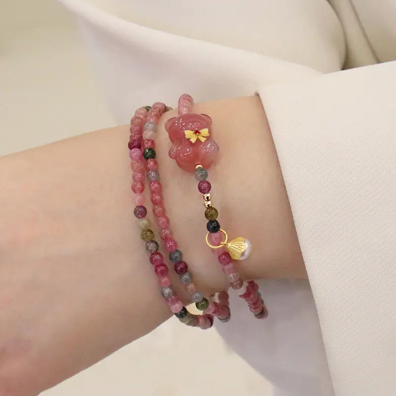 New Natural Tourmaline Bracelet Original Crystal HandString Candy Bear Accessories Three Circle Jewelry 520 Valentine's Day Gift
New Natural Tourmaline Bracelet Original Crystal HandString Candy Bear Accessories Three Circle Jewelry 520 Valentine's Day Gift