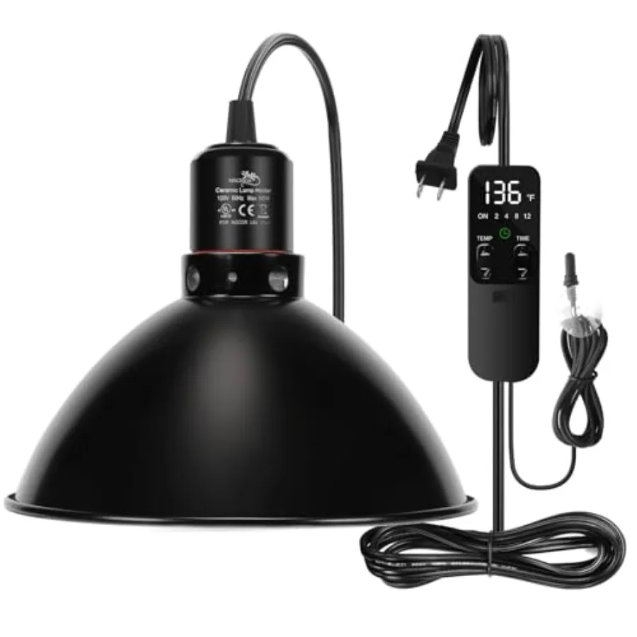 Reptile Light Fixture with Thermostatic Timer 8.5 Inch Deep Dome Lamp Cap Reptile Heat Lamp Fixture with Separate Switches Terr
Reptile Light Fixture with Thermostatic Timer 8.5 Inch Deep Dome Lamp Cap Reptile Heat Lamp Fixture with Separate Switches Terr