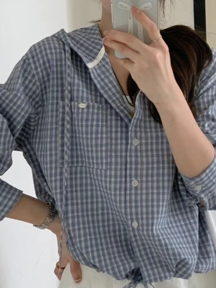 Korean Sle Women's Plaid irt ort Loose Casual Outerwear Autumn New Arrival Versatile Faionable Striped id Design
Korean Sle Women's Plaid irt ort Loose Casual Outerwear Autumn New Arrival Versatile Faionable Striped id Design