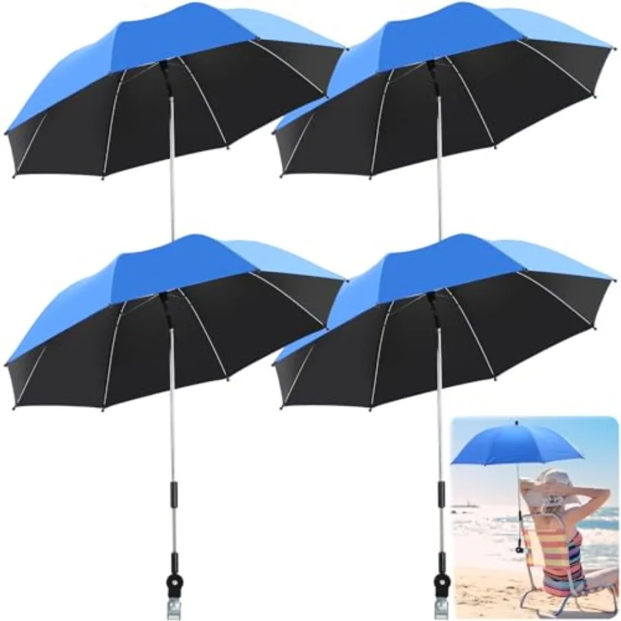 4 Pack Chair Umbrella with Clamp Universal 33.5 Inch 360° Adjustable UPF 50+ UV Protection Beach Clip on Wheelchair Umbrella fo
4 Pack Chair Umbrella with Clamp Universal 33.5 Inch 360° Adjustable UPF 50+ UV Protection Beach Clip on Wheelchair Umbrella fo