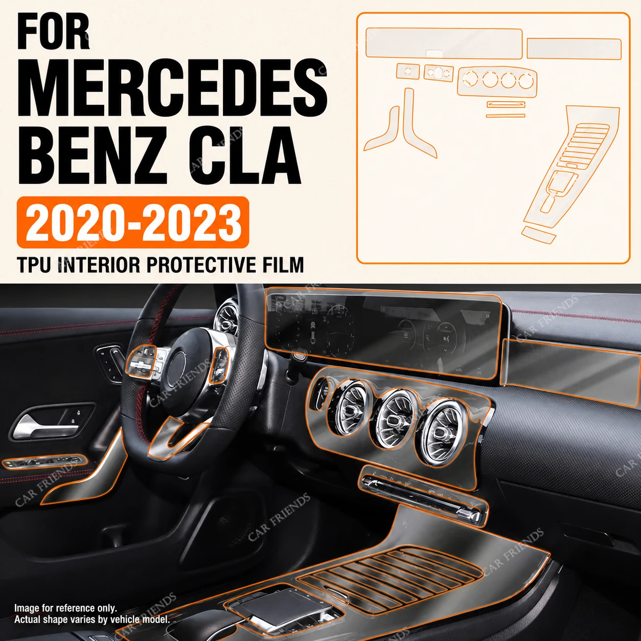 For Mercedes Benz CLA 2020-2023 Transparent TPU PPF Interior Trim Protective Film Dashboard and Navigation Screen Pre-cut Film
For Mercedes Benz CLA 2020-2023 Transparent TPU PPF Interior Trim Protective Film Dashboard and Navigation Screen Pre-cut Film
