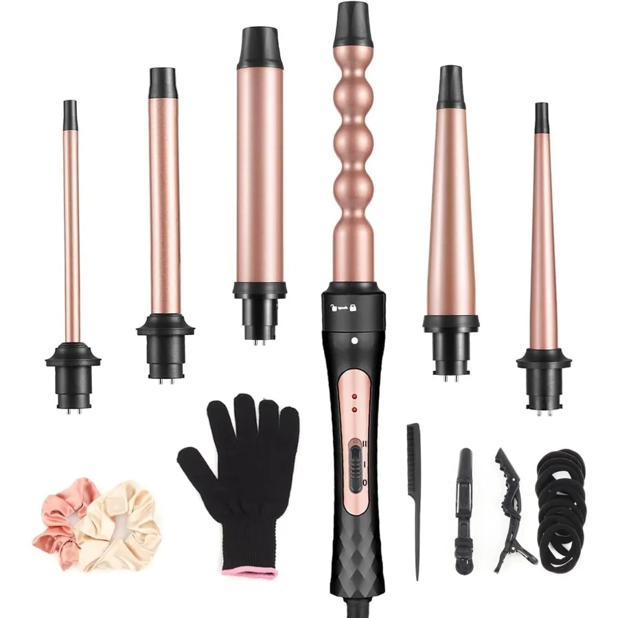6 in 1 Curling Iron Professional Curling Wand Set Fast Heating Hair Curler with 6 Interchangeable Ceramic Barrels 0.35'' to 1.2
6 in 1 Curling Iron Professional Curling Wand Set Fast Heating Hair Curler with 6 Interchangeable Ceramic Barrels 0.35'' to 1.2