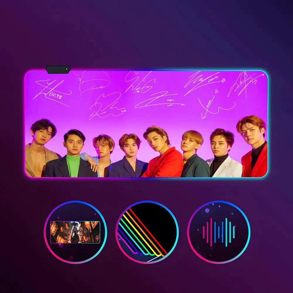 Kpop EXO коврик для мыши RGB светящийся 900X400 мм большой настольный коврик нескользящий очень большой игровой офисный коврик для мыши
Kpop EXO коврик для мыши RGB светящийся 900X400 мм большой настольный коврик нескользящий очень большой игровой офисный коврик для мыши