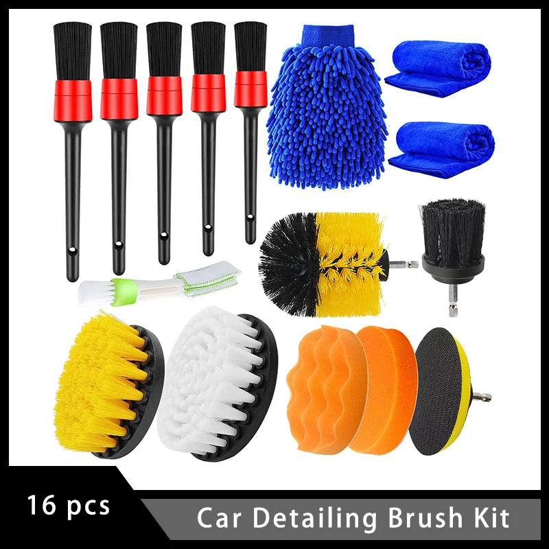 16 PCS Car Detailing Brush Kit Detail Brushes with Detail Brush Wash Mitt Towels Polishing Pads for Wheel Exterior Interior Auto
16 PCS Car Detailing Brush Kit Detail Brushes with Detail Brush Wash Mitt Towels Polishing Pads for Wheel Exterior Interior Auto
