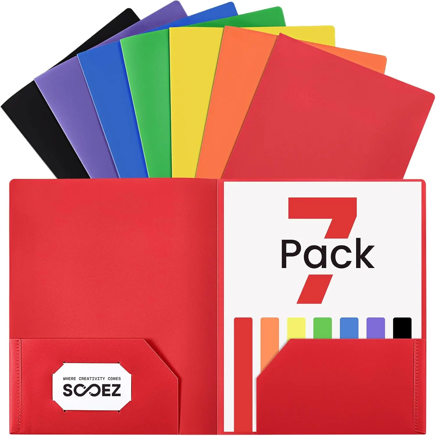 Sooez 7 Pack Folders with Pockets, 2 Pocket Folders with Extra Labels, Plastic Folder with Pockets, Heavy Duty File Folder Bulk, School Business Office Filing Supplies
Sooez 7 Pack Folders with Pockets, 2 Pocket Folders with Extra Labels, Plastic Folder with Pockets, Heavy Duty File Folder Bulk, School Business Office Filing Supplies