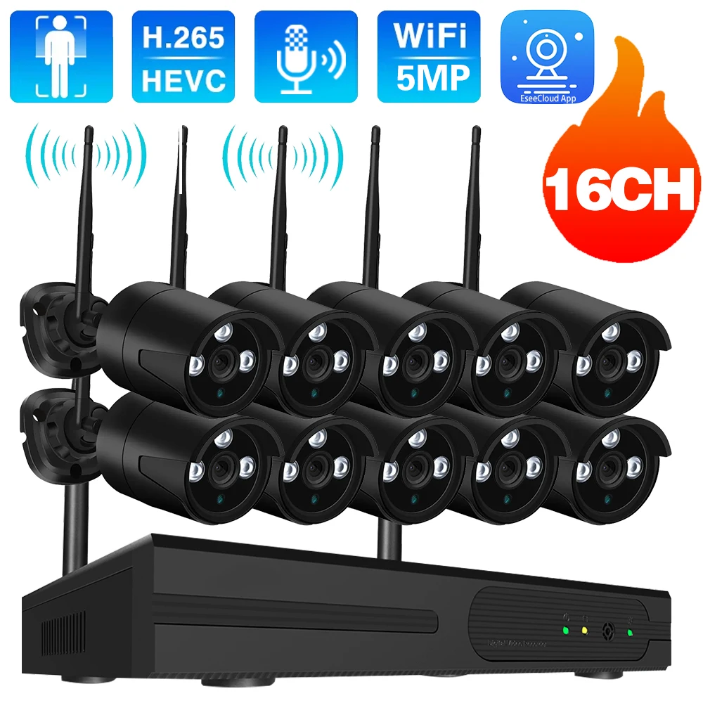 16CH Wifi NVR EseeCloud APP 5MP Wireless Camera System Kit Outdoor Waterproof IP Security Camera Set CCTV Video Surveillance Kit
16CH Wifi NVR EseeCloud APP 5MP Wireless Camera System Kit Outdoor Waterproof IP Security Camera Set CCTV Video Surveillance Kit