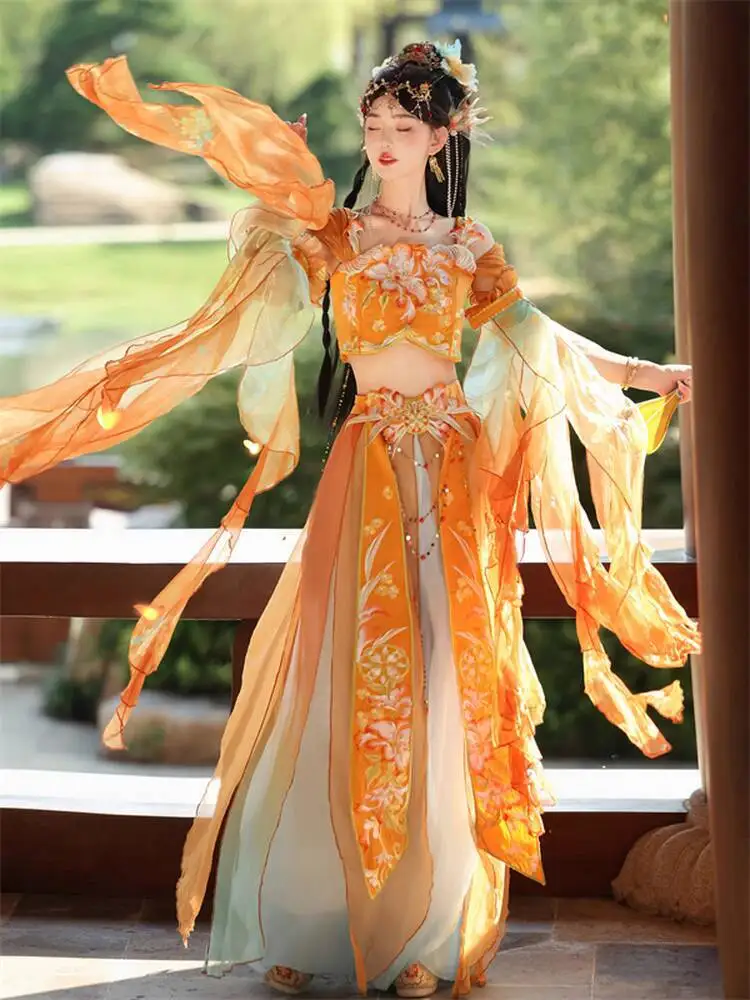 Retro Song Dynasty Set Mermaid Dun Huang Traditional Chinese Women Elegant Hanfu Dress Fairy Embroidery Stage Folk Dance Costume
Retro Song Dynasty Set Mermaid Dun Huang Traditional Chinese Women Elegant Hanfu Dress Fairy Embroidery Stage Folk Dance Costume