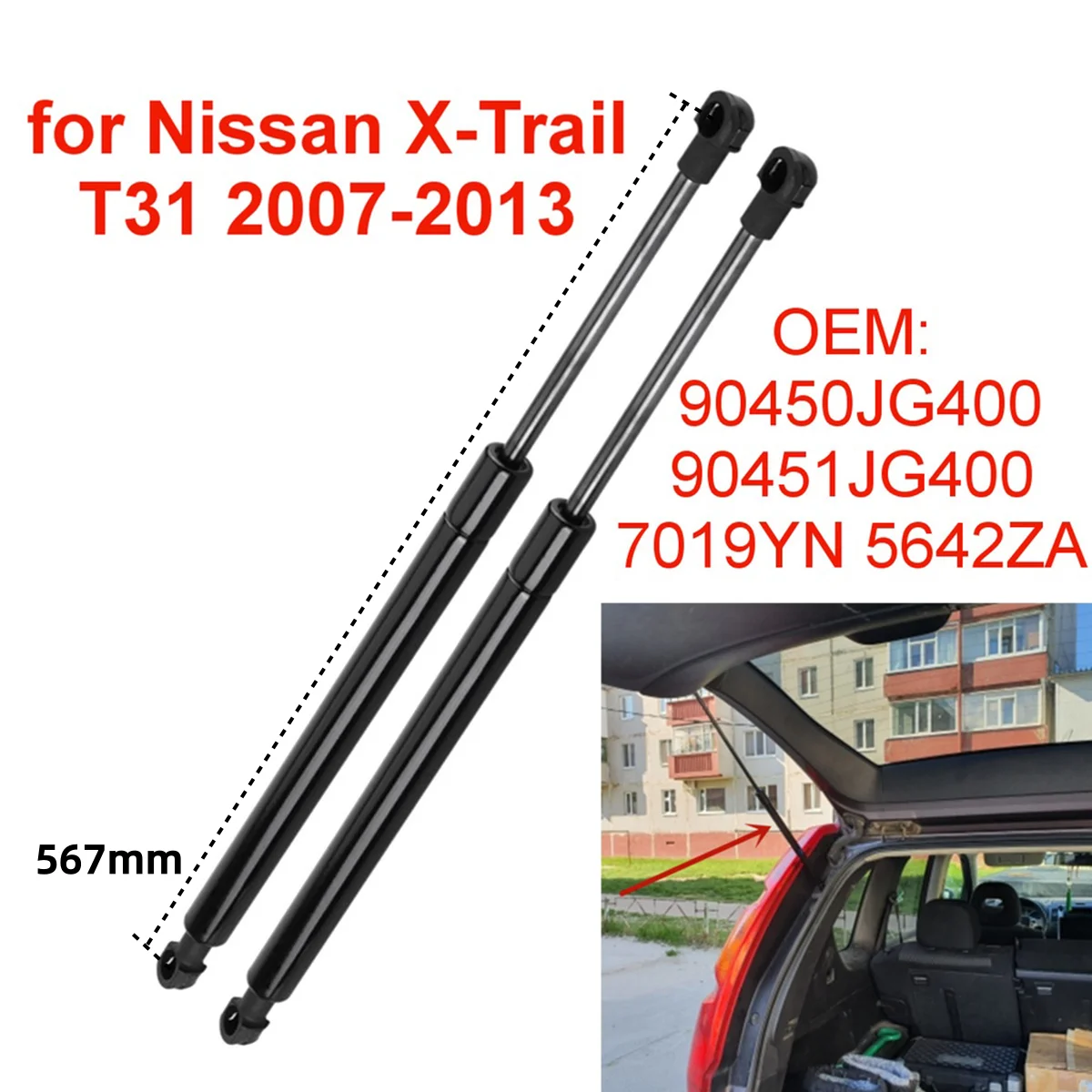 2Pcs 90450-JG400 for Nissan X-Trail T31 2007-2013 Car Rear Trunk Boot Tailgate Gas Struts Lift Support Rods
2Pcs 90450-JG400 for Nissan X-Trail T31 2007-2013 Car Rear Trunk Boot Tailgate Gas Struts Lift Support Rods