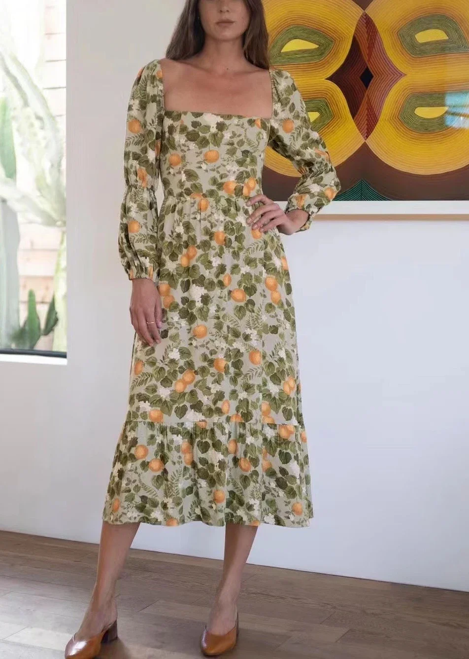 Latest Top Quality Chic Printing Square Collar Women Vintage Midi Dress for Holiday
Latest Top Quality Chic Printing Square Collar Women Vintage Midi Dress for Holiday