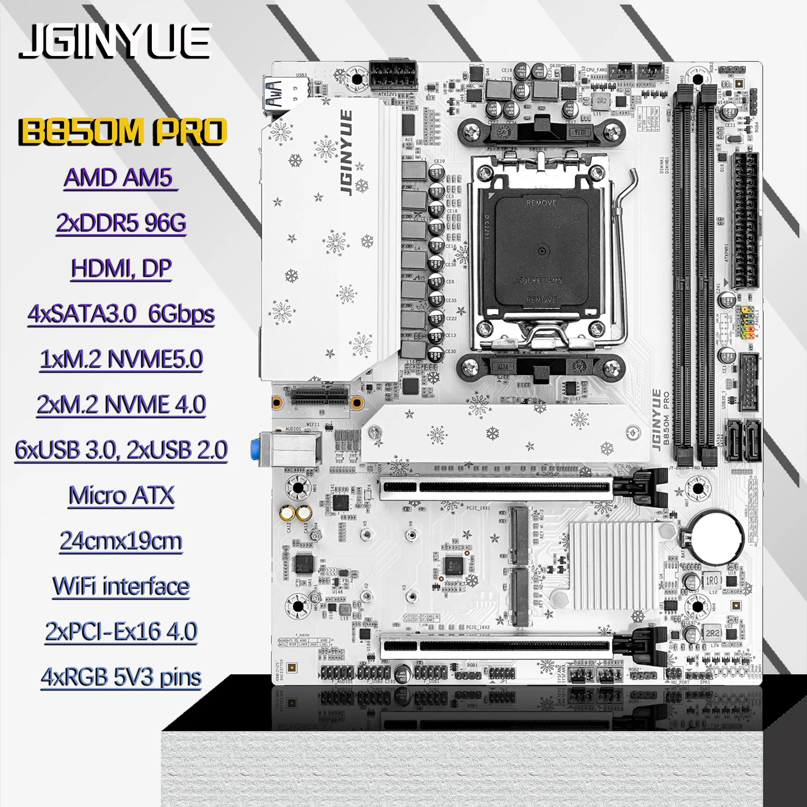 B850M PRO AM5 Motherboard, Supports AMD Ryzen 9000/8000/7000, PCIe 5.0 M.2, 2.5G LAN, DDR5 7200+(OC)
B850M PRO AM5 Motherboard, Supports AMD Ryzen 9000/8000/7000, PCIe 5.0 M.2, 2.5G LAN, DDR5 7200+(OC)