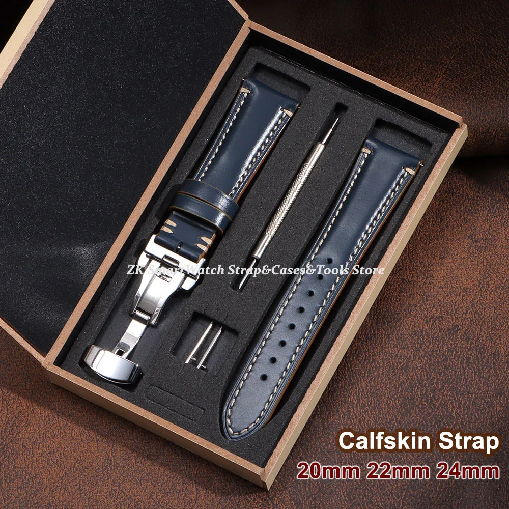 Handmade Stitching Cowhide Watch Strap 20mm 22mm 24mm Vintage Calfskin Watchband Stainless Steel Butterfly Clasp Bands with Box
Handmade Stitching Cowhide Watch Strap 20mm 22mm 24mm Vintage Calfskin Watchband Stainless Steel Butterfly Clasp Bands with Box