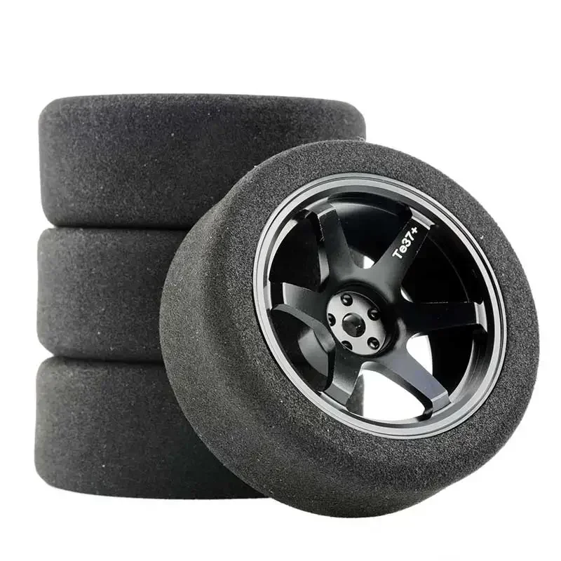 1/10 Scale Sponge Tires and Wheel Rims with 3mm Offset and 12mm Hex fit RC HSP HPI On-Road Racing Car Model Toys Accessory