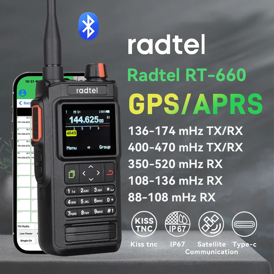 Radtel RT-660 IP67 GPS Long Range Dual Band VHF/UHF Two-Way For With APRS SATCOM KISS TNC Text Messaging For Aviation
Radtel RT-660 IP67 GPS Long Range Dual Band VHF/UHF Two-Way For With APRS SATCOM KISS TNC Text Messaging For Aviation