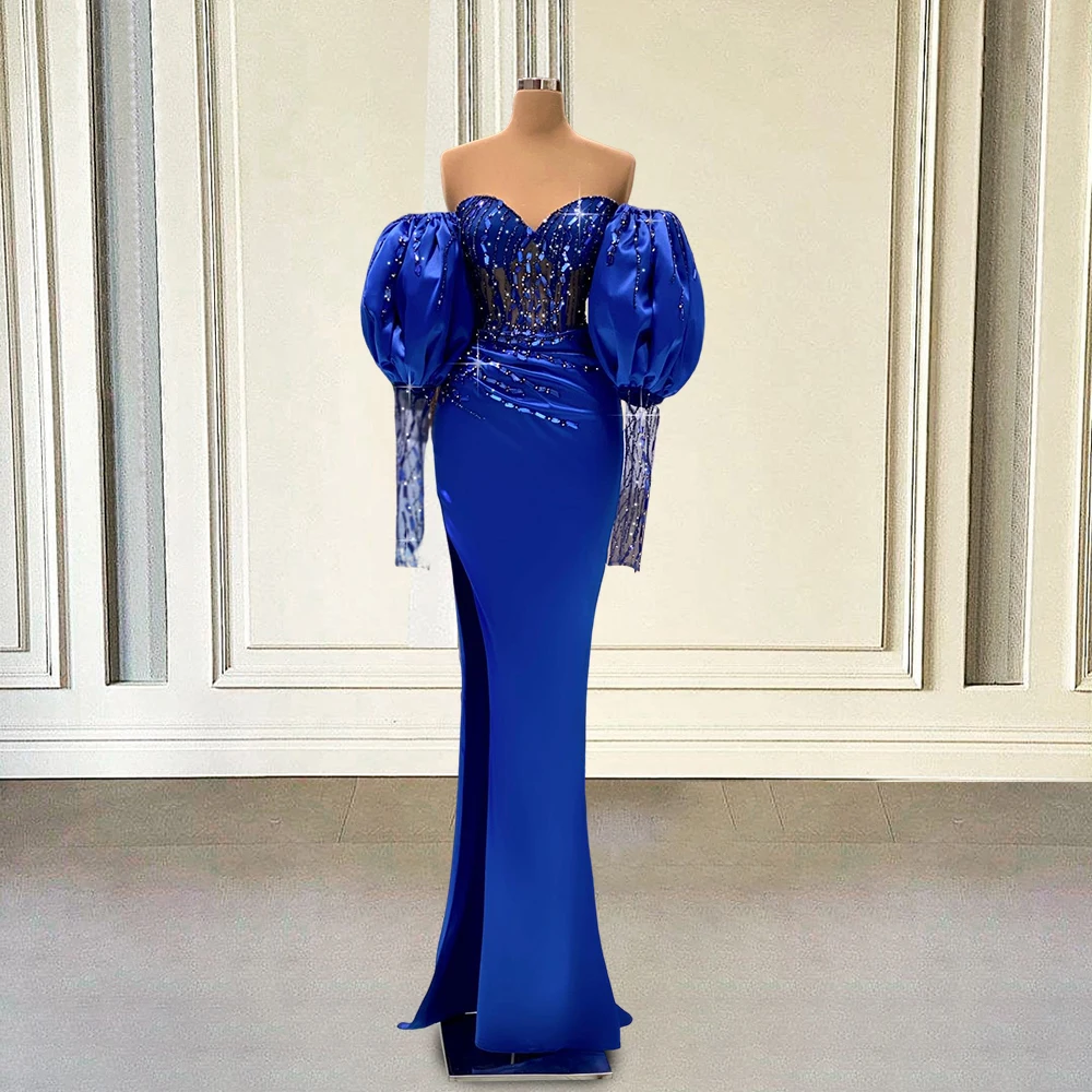 Blue Mermaid Long Prom Dresses with Slit 2023 Glitter Beaded Crystals Diamond Women Formal Evening Gowns for Graduation Party
Blue Mermaid Long Prom Dresses with Slit 2023 Glitter Beaded Crystals Diamond Women Formal Evening Gowns for Graduation Party