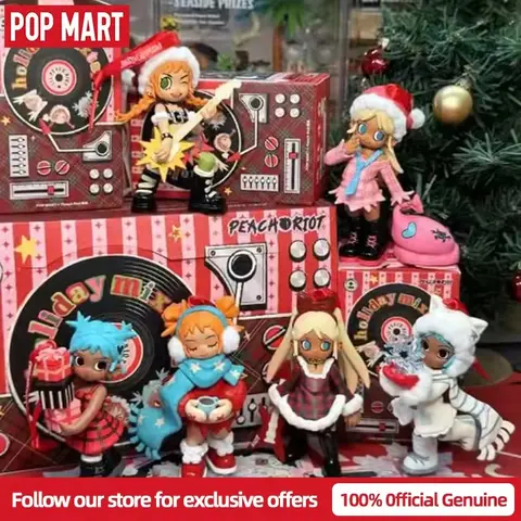 Figuras genuinas de la serie Mixtape de vacaciones de Lil Peach Riot, caja ciega de juguetes, figuras de caja misteriosa, decoración navideña, regalo sorpresa