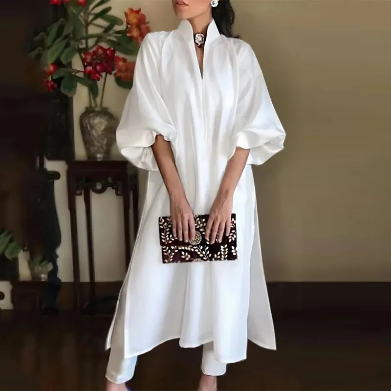Women Office Dress 2025 Long Maxi Sundress Casual Solid Color Elegant Elastic Loose A-line Dress Vestidos
Women Office Dress 2025 Long Maxi Sundress Casual Solid Color Elegant Elastic Loose A-line Dress Vestidos