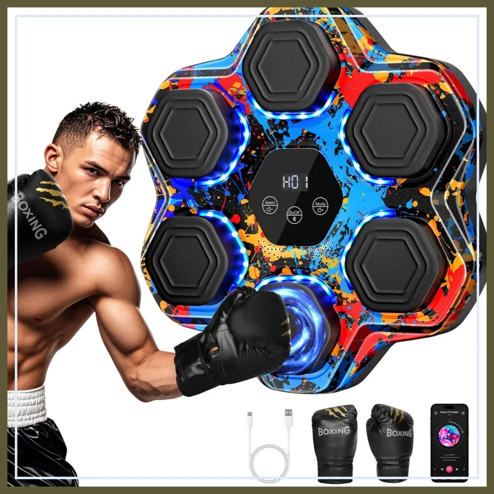 Smart Bluetooth Boxing Machine with Gloves, Wall Mounted Music Punching Trainer for Home Gym, 9 Modes 9 Speeds LED Display
Smart Bluetooth Boxing Machine with Gloves, Wall Mounted Music Punching Trainer for Home Gym, 9 Modes 9 Speeds LED Display