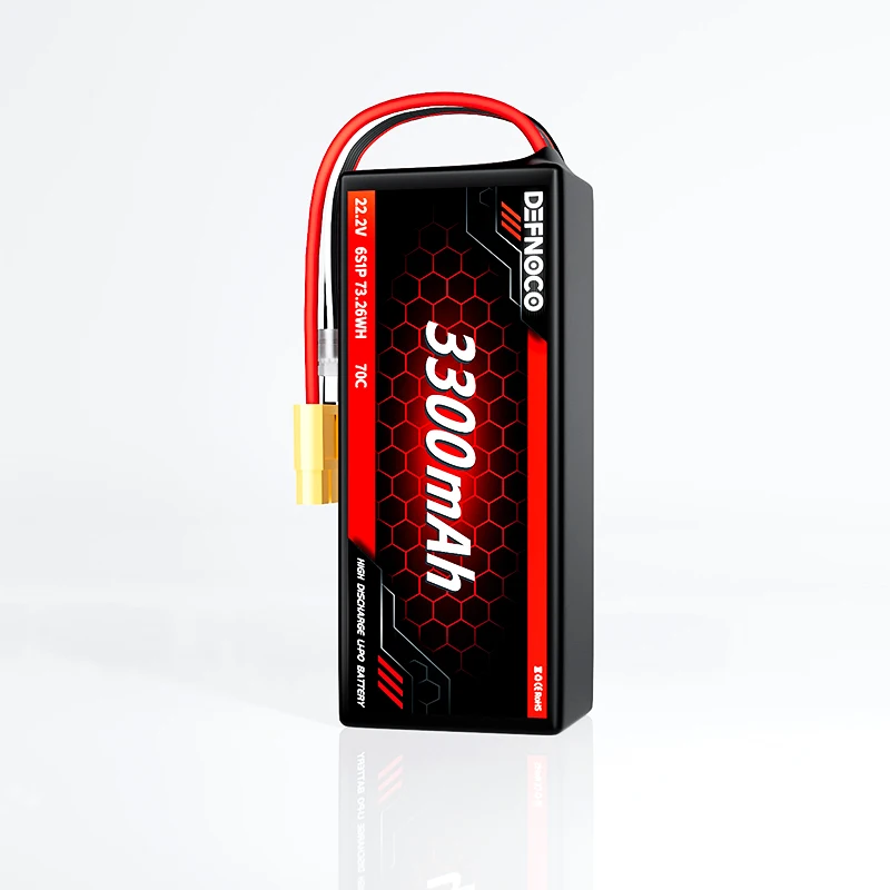 Defnoco 3300mAh 6S 22.2V 70C Lipo Battery Pack for FPV/UAV Drone 
Defnoco 3300mAh 6S 22.2V 70C Lipo Battery Pack for FPV/UAV Drone