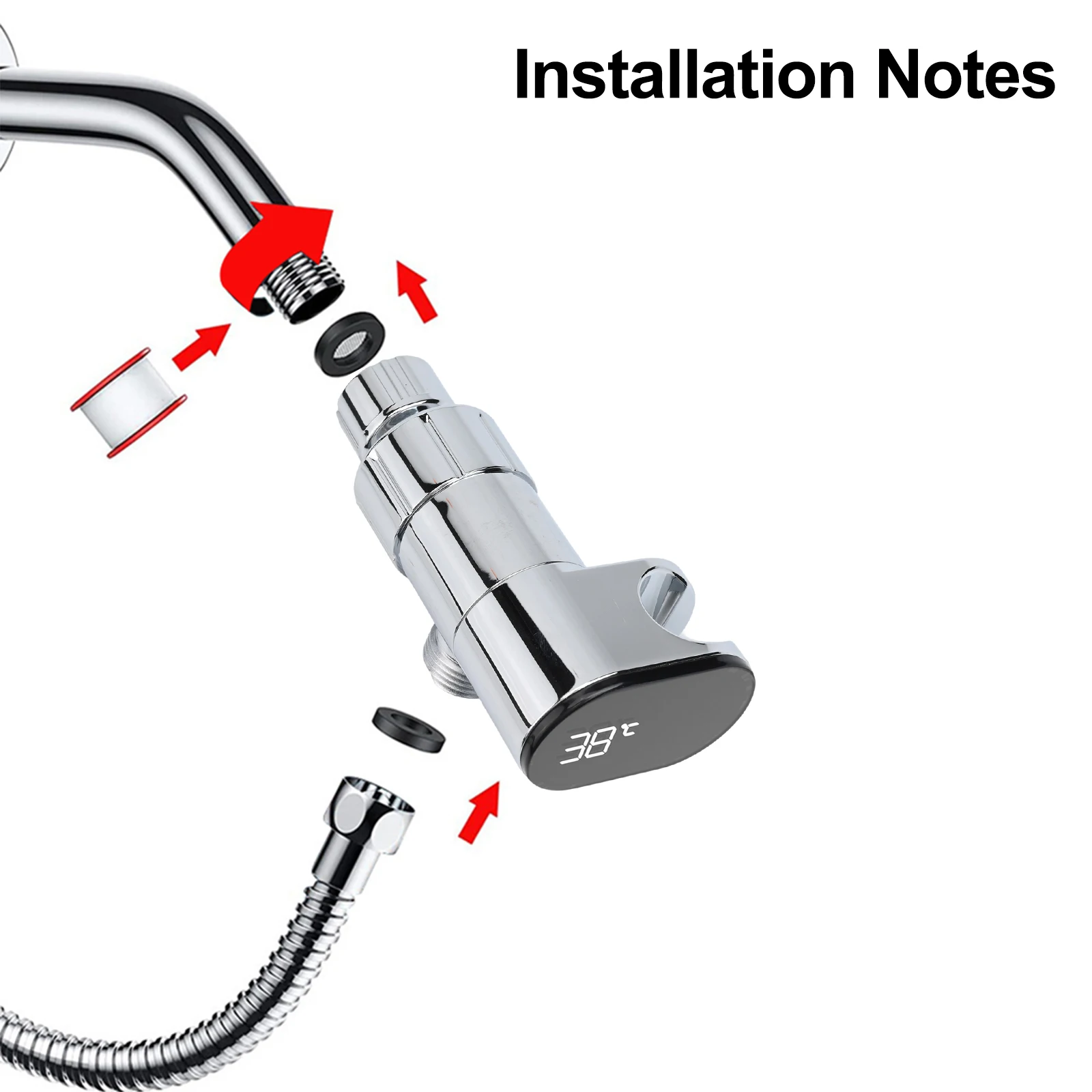 Digital Display Adapter Shower Head Holder Digital Shower Tool-Free Installation Water Temperature Monitoring ABS Material
Digital Display Adapter Shower Head Holder Digital Shower Tool-Free Installation Water Temperature Monitoring ABS Material