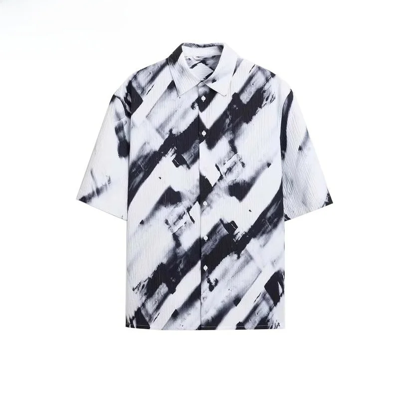 Summer New Men's Casual irt American Loose Print Pleated Stripe ort Sve Collar Regular Thin Button Closure
Summer New Men's Casual irt American Loose Print Pleated Stripe ort Sve Collar Regular Thin Button Closure