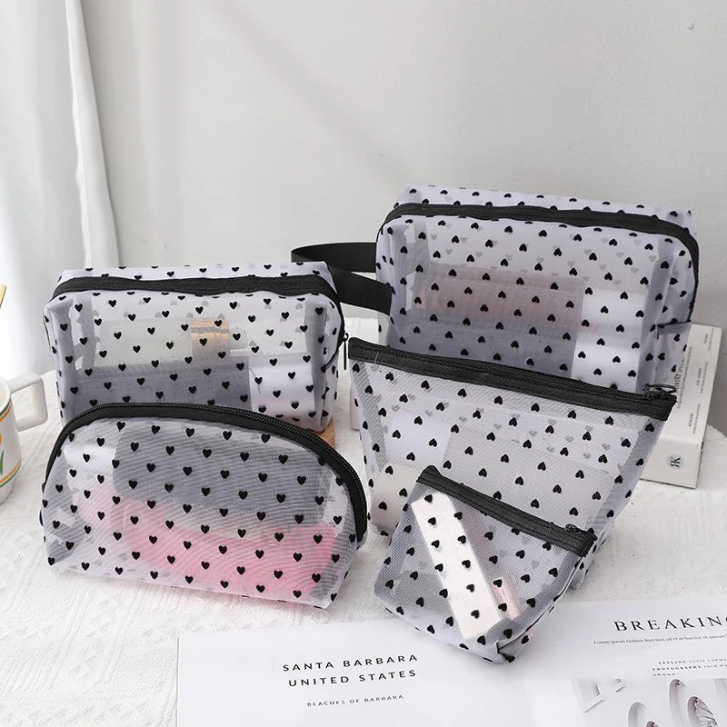 Portable White Heart-shaped Flocking Mesh Cosmetic Bag Wash Gargle Bag Large Capacity Travel Multifunctional Storage Bag
Portable White Heart-shaped Flocking Mesh Cosmetic Bag Wash Gargle Bag Large Capacity Travel Multifunctional Storage Bag