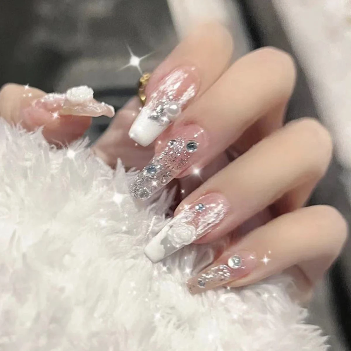 New Women Girls 24Pc/Set Medium Ballet French White Camellia Stone Decoration Full Coverage Wearable Fake Nail Press on Nail Art
New Women Girls 24Pc/Set Medium Ballet French White Camellia Stone Decoration Full Coverage Wearable Fake Nail Press on Nail Art