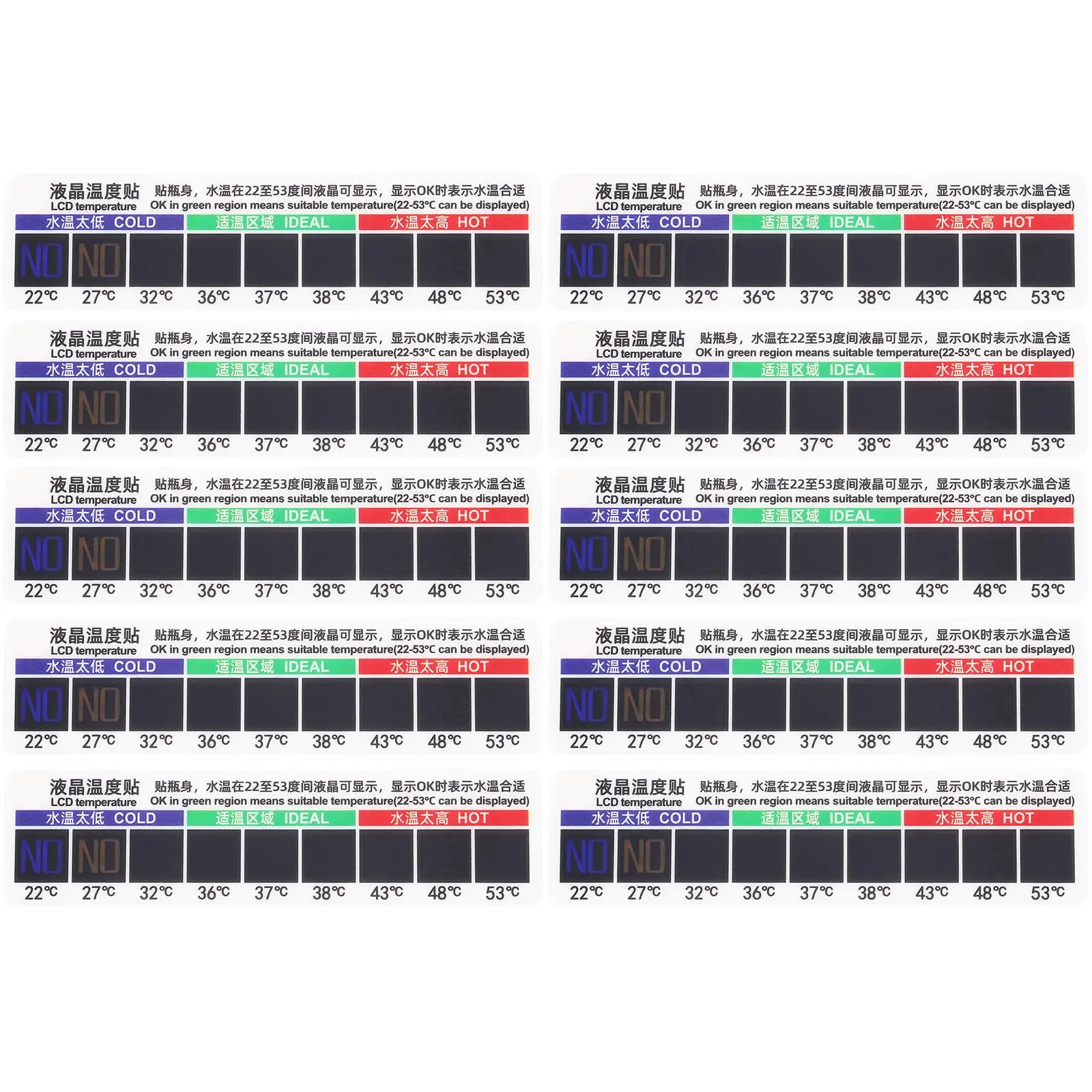 10 Pcs Saline Temperature Patch Adhesive Thermometer Strips Water Temp Measuring Sticker 53C LCD Display Durable
10 Pcs Saline Temperature Patch Adhesive Thermometer Strips Water Temp Measuring Sticker 53C LCD Display Durable