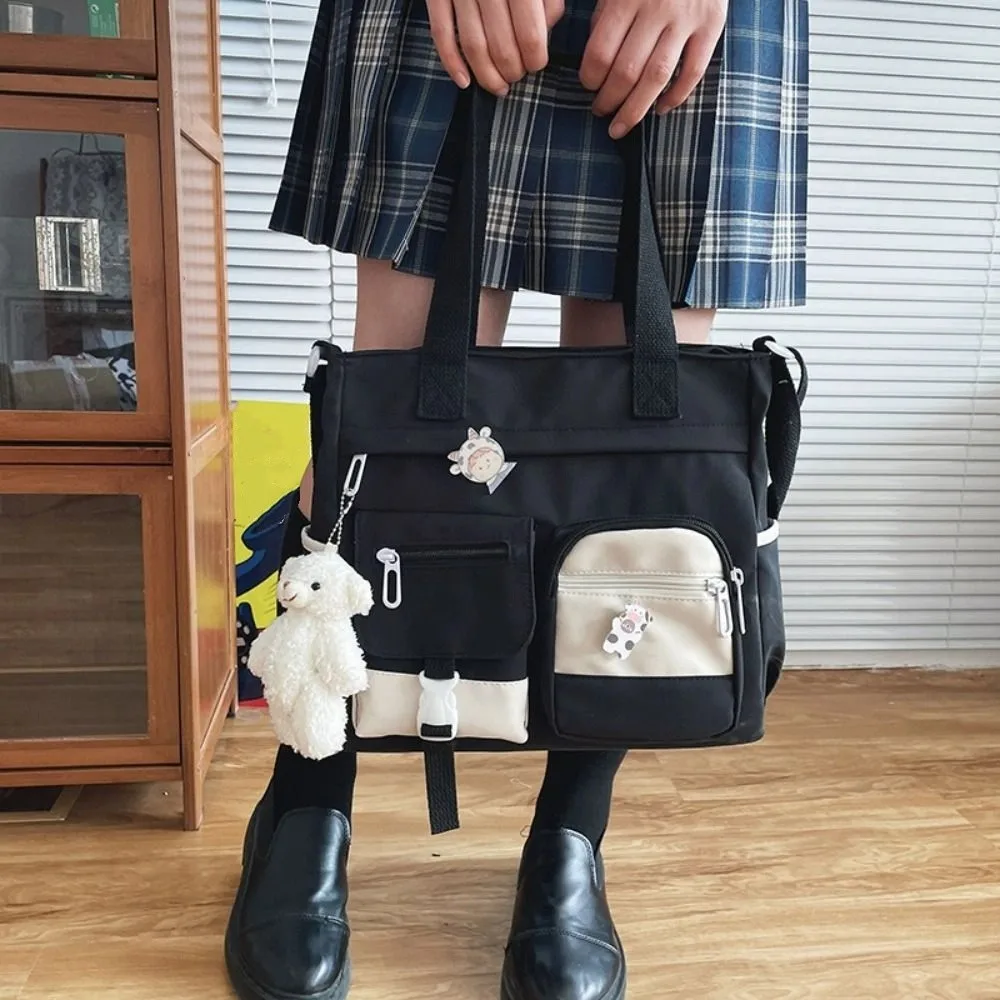 Nylon Canvas Tote Bag Academy Style Solid Color Student School Bag Korean Style Large Capacity Student Tutorial Bag Travel
Nylon Canvas Tote Bag Academy Style Solid Color Student School Bag Korean Style Large Capacity Student Tutorial Bag Travel