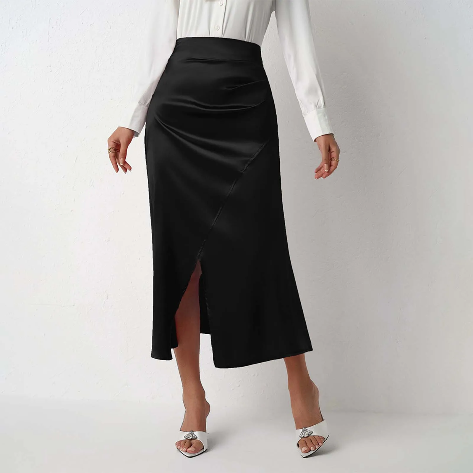 High Waist Split Satin Pleated Skirts Solid Color Bodycon Skirt For Women Skirt Elegant Ladies Long Skirt For Party Commuting
High Waist Split Satin Pleated Skirts Solid Color Bodycon Skirt For Women Skirt Elegant Ladies Long Skirt For Party Commuting