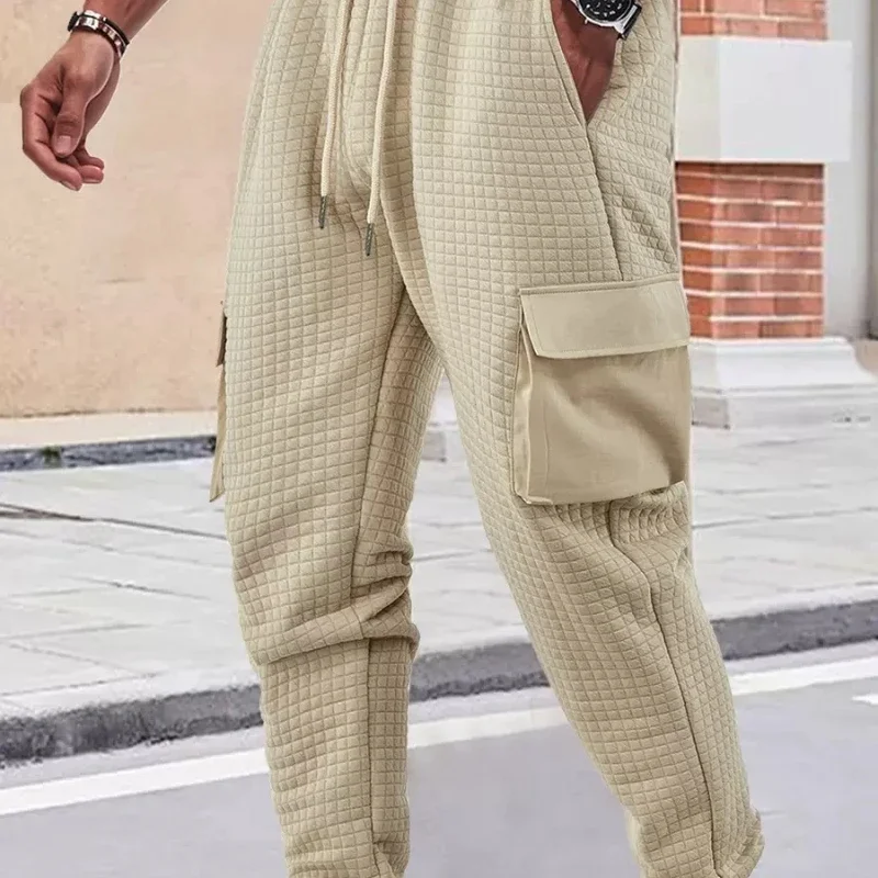Mens Multipocket Casual Cargo Pants Jacquard Checkered Soild-Color Bunched Feet Trouser Outdoor Man Trend Casual Wears Hombre
Mens Multipocket Casual Cargo Pants Jacquard Checkered Soild-Color Bunched Feet Trouser Outdoor Man Trend Casual Wears Hombre