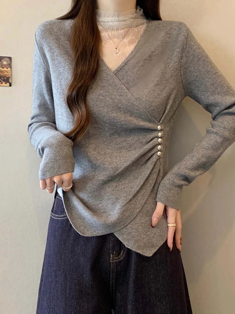 Spring 2026 Lace Splicing Long Sve Knitted irt Women's Casual Sle Slimming Base Layer Top Versatile Faionable Knitwear
Spring 2026 Lace Splicing Long Sve Knitted irt Women's Casual Sle Slimming Base Layer Top Versatile Faionable Knitwear