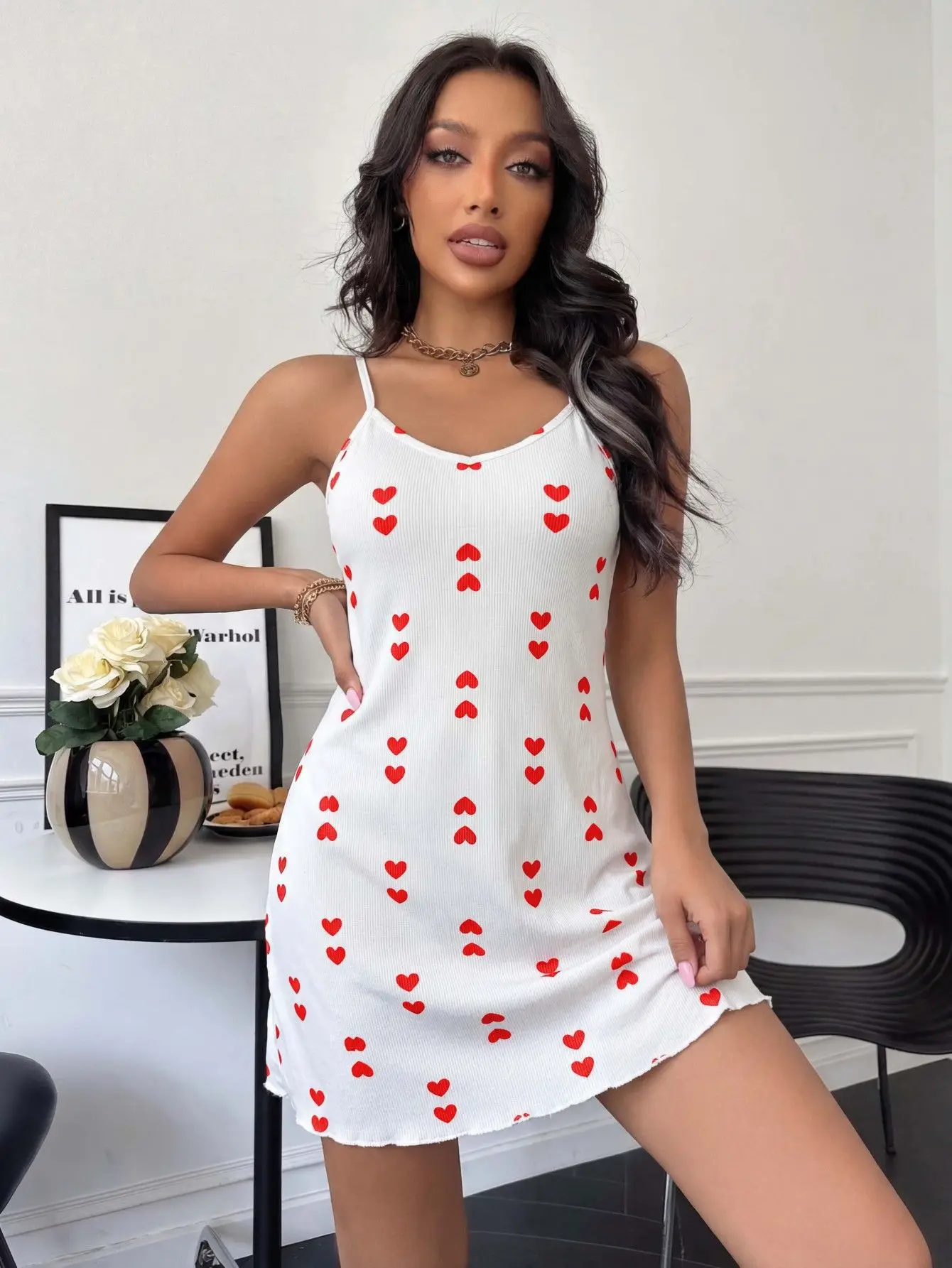 Summer New Sleepwear Women's Sexy Lingerie Elegant Heart-Print Camisole Nightgown Spaghetti Straps Pajamas Night Dress
Summer New Sleepwear Women's Sexy Lingerie Elegant Heart-Print Camisole Nightgown Spaghetti Straps Pajamas Night Dress