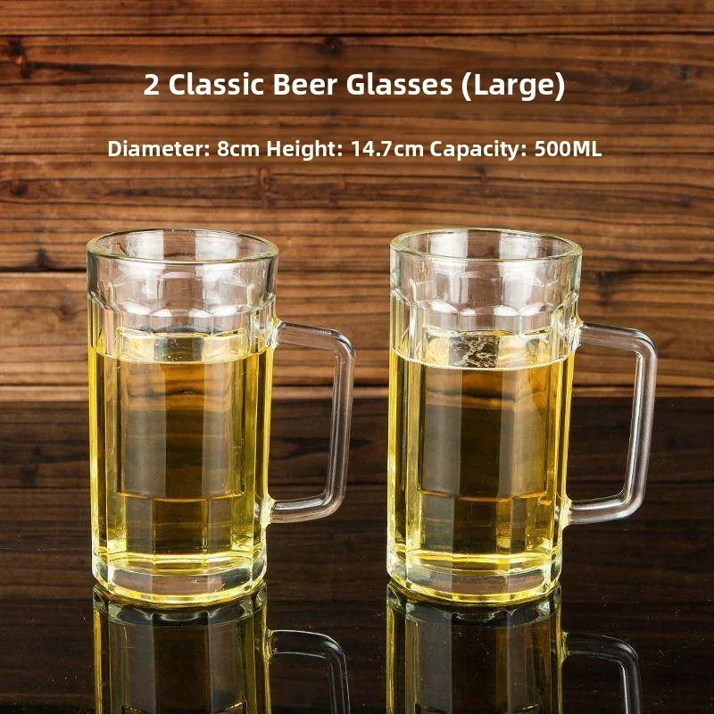 Large Glass Beer Cup with Handle Drinking Water Cup Home Set Beer Mug Pint Glass Tea Cup Durable Bar Restaurant Supplies
Large Glass Beer Cup with Handle Drinking Water Cup Home Set Beer Mug Pint Glass Tea Cup Durable Bar Restaurant Supplies