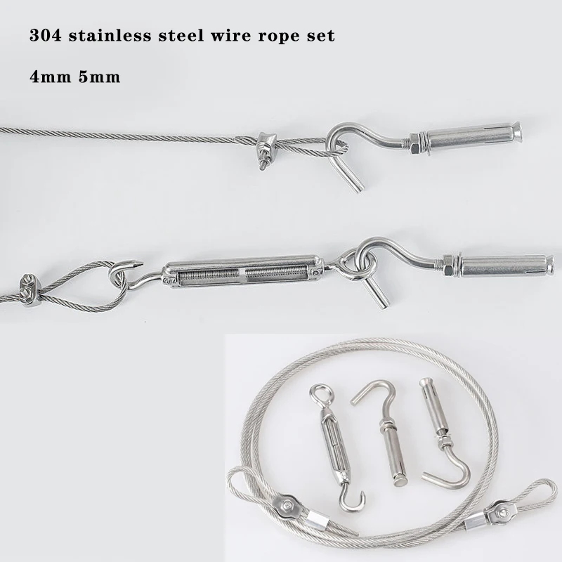 1set 304 Stainless Steel Wire Rope Dia 4/5mm Grape Trellis Steel Wire Rope Clothesline Curtain Balcony Rope Hardware Accessories
1set 304 Stainless Steel Wire Rope Dia 4/5mm Grape Trellis Steel Wire Rope Clothesline Curtain Balcony Rope Hardware Accessories