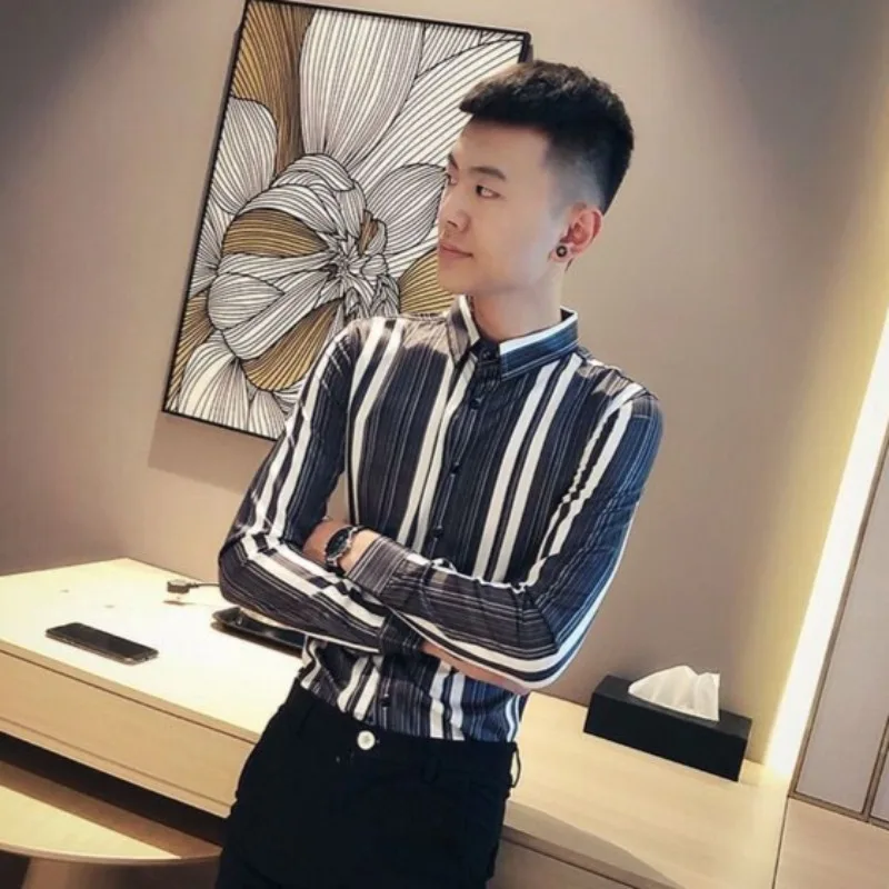 Men's Autumn Striped Shirt Long Sleeve Slim Fit Korean Barber Trend Premium Feel
Men's Autumn Striped Shirt Long Sleeve Slim Fit Korean Barber Trend Premium Feel