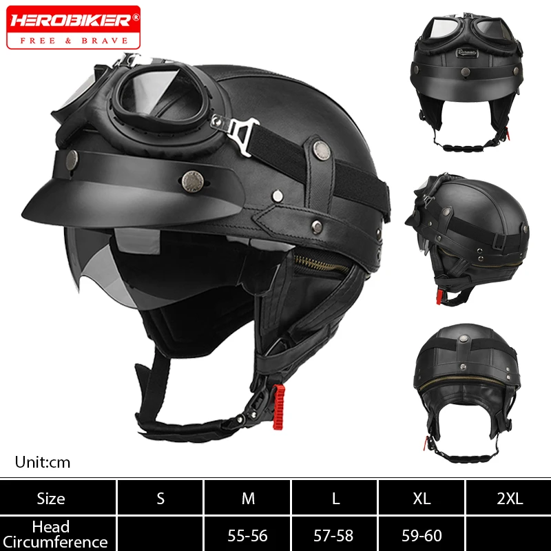 DOT Certification Motorcycle Helmet Men Retro Leather Moto Half Face Helmet Vintage Fashion Casco Moto Helmet With Goggles Women
DOT Certification Motorcycle Helmet Men Retro Leather Moto Half Face Helmet Vintage Fashion Casco Moto Helmet With Goggles Women