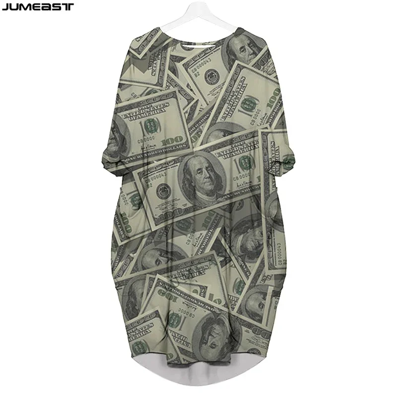 Jumeast Women 3D Batwing Pocket Dress Oversized Female Streetwear Money Dollar Banknote Pullover Dresses Summer Skirt Nightdress
Jumeast Women 3D Batwing Pocket Dress Oversized Female Streetwear Money Dollar Banknote Pullover Dresses Summer Skirt Nightdress