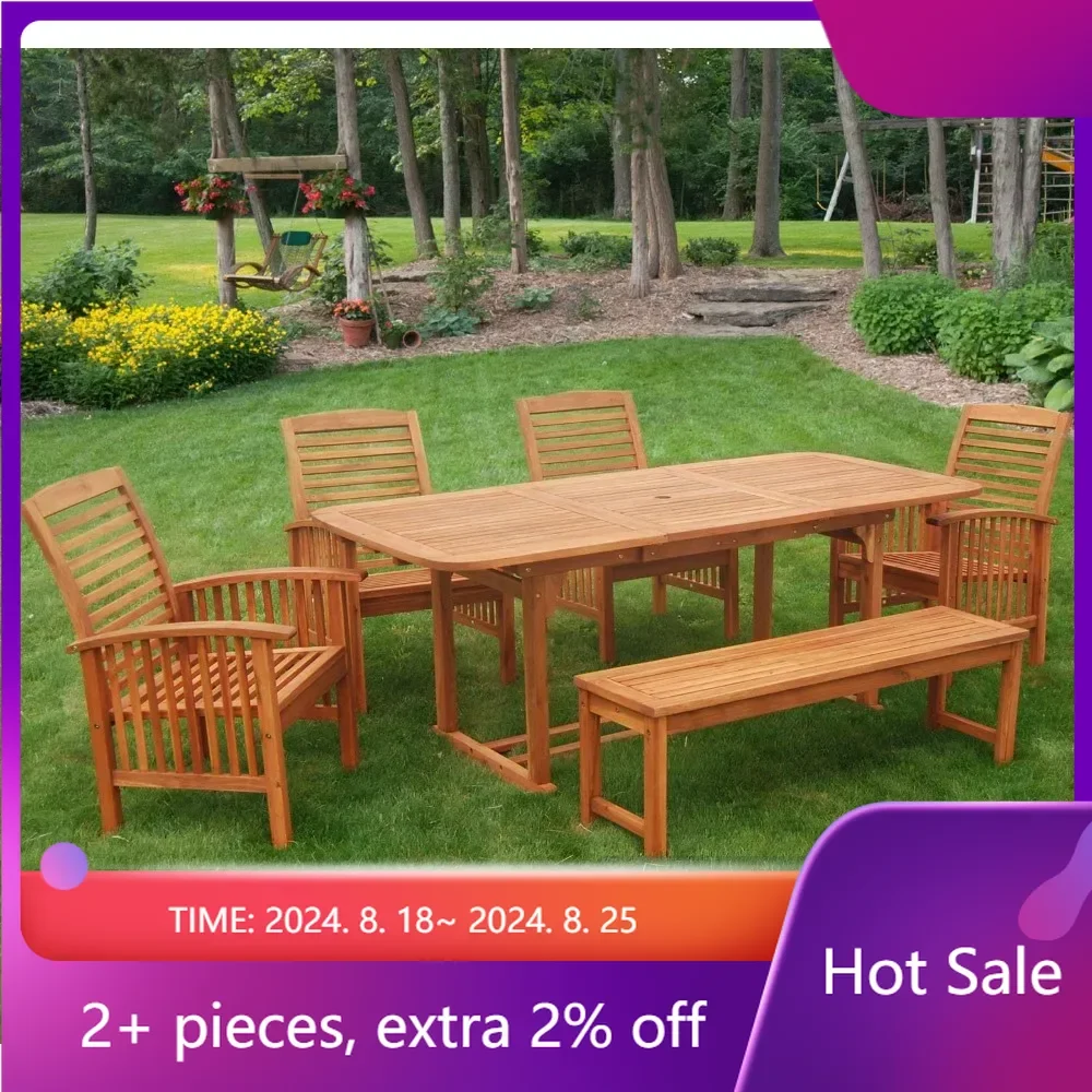 Maui Modern 6 Piece Solid Acacia Wood Slatted Outdoor Dining Set of 6 Tourist Table Garden Furniture Picnic Nature Hike Table
Maui Modern 6 Piece Solid Acacia Wood Slatted Outdoor Dining Set of 6 Tourist Table Garden Furniture Picnic Nature Hike Table