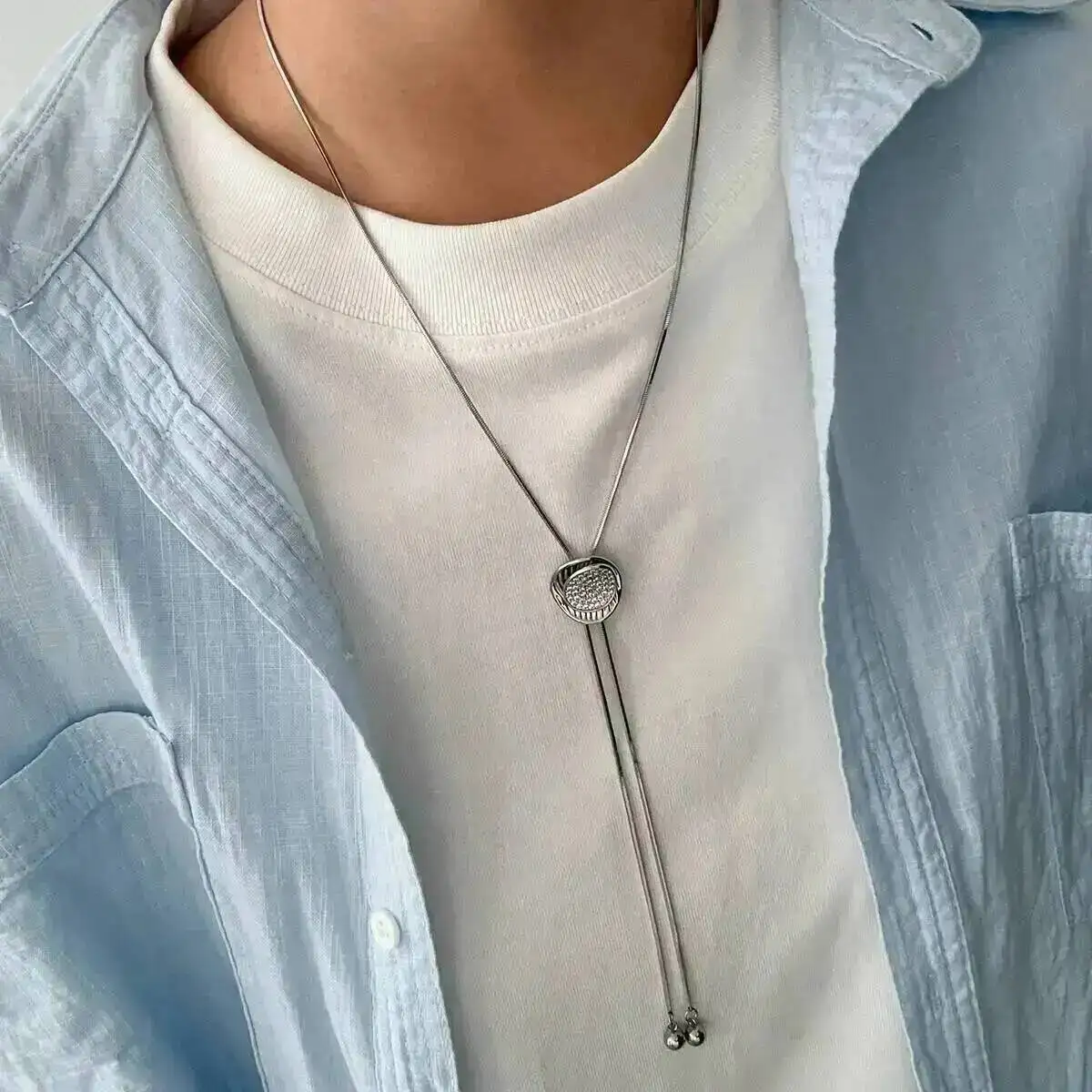 KunJoe Minimalist Stainless Steel Long Pendant Necklace for Men Adjustable Silver Color Sweater Chain Luxury Choker Neck Jewelry
KunJoe Minimalist Stainless Steel Long Pendant Necklace for Men Adjustable Silver Color Sweater Chain Luxury Choker Neck Jewelry