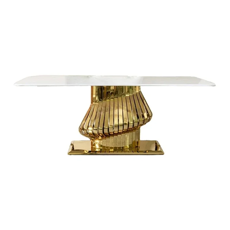 Italian light luxury marble dining table household villa high-end gold stainless steel dining table
Italian light luxury marble dining table household villa high-end gold stainless steel dining table