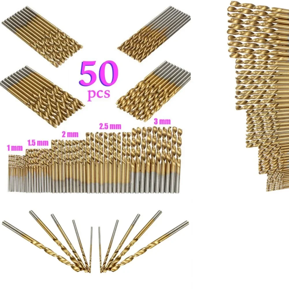50Pcs/Set Twist Drill Bit Set Saw Set HSS High Steel Titanium Coated Drill Woodworking Wood Tool 1/1.5/2/2.5/3mm For Metal
50Pcs/Set Twist Drill Bit Set Saw Set HSS High Steel Titanium Coated Drill Woodworking Wood Tool 1/1.5/2/2.5/3mm For Metal