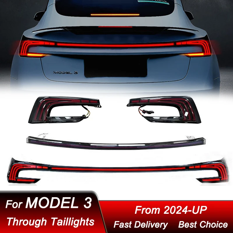 Автомобильные светодиодные сквозные задние фонари для Tesla Model 3 2024, новый стиль, полностью светодиодный задний фонарь, динамический указатель поворота, задний фонарь в сборе
Автомобильные светодиодные сквозные задние фонари для Tesla Model 3 2024, новый стиль, полностью светодиодный задний фонарь, динамический указатель поворота, задний фонарь в сборе