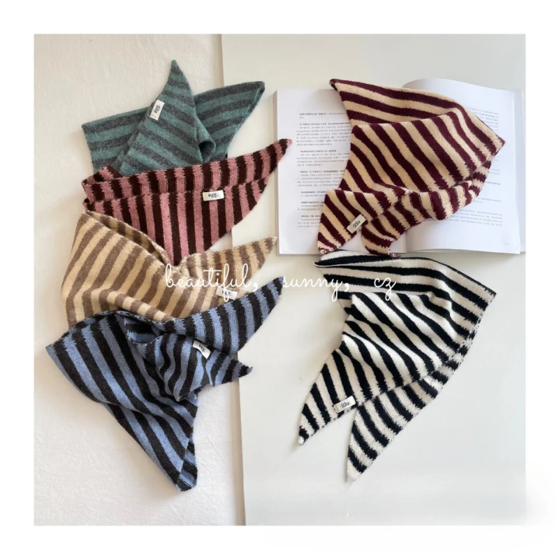 Детские модные аксессуары, весенне-осенняя полосатая вязаная шаль, треугольный шарф, маленький шарф
Детские модные аксессуары, весенне-осенняя полосатая вязаная шаль, треугольный шарф, маленький шарф