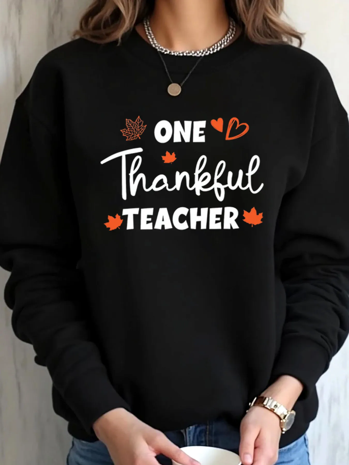 Женская толстовка больших размеров на День Благодарения, учительница в честь Дня Благодарения, осенние листья, повседневная одежда с принтом сердца для учителей
Женская толстовка больших размеров на День Благодарения, учительница в честь Дня Благодарения, осенние листья, повседневная одежда с принтом сердца для учителей