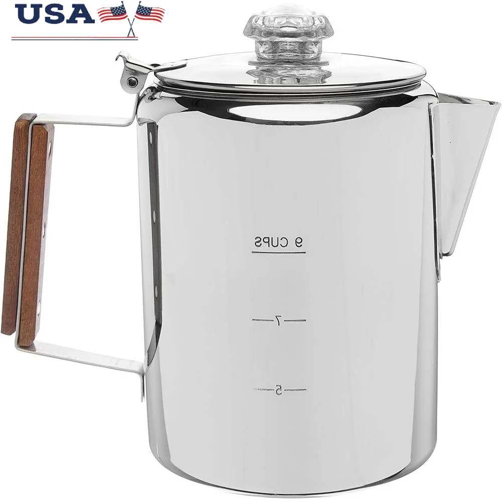 Stainless Steel Percolator Coffee Pot Camping Coffee Maker Dishwasher Safe Stovetop Coffee Brewer with Glass Top Lifetime
Stainless Steel Percolator Coffee Pot Camping Coffee Maker Dishwasher Safe Stovetop Coffee Brewer with Glass Top Lifetime
