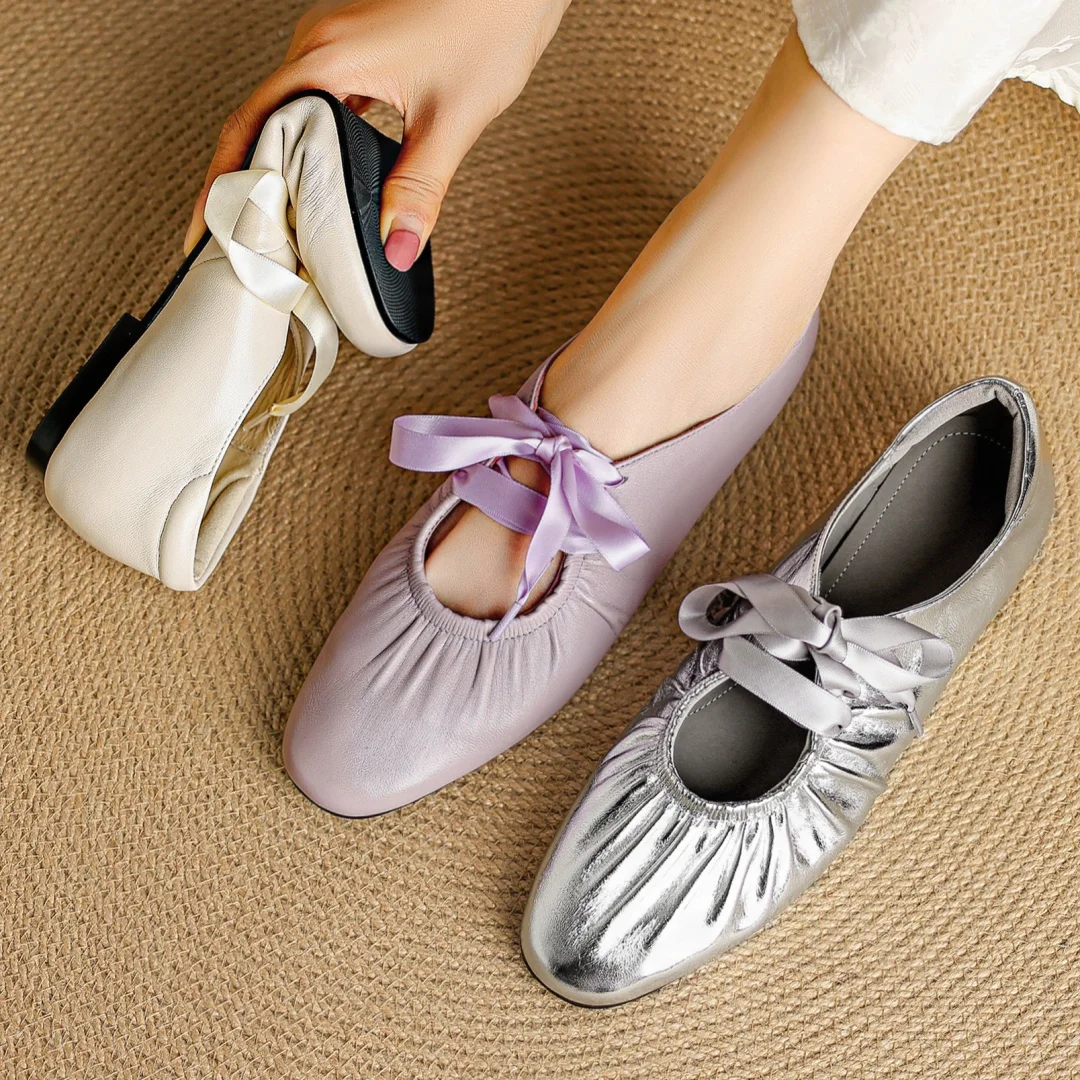 Женские балетки из овчины на шнуровке, плиссированные, высококачественные, мягкие, удобные, повседневные женские повседневные балетки, распродажа 
Женские балетки из овчины на шнуровке, плиссированные, высококачественные, мягкие, удобные, повседневные женские повседневные балетки, распродажа