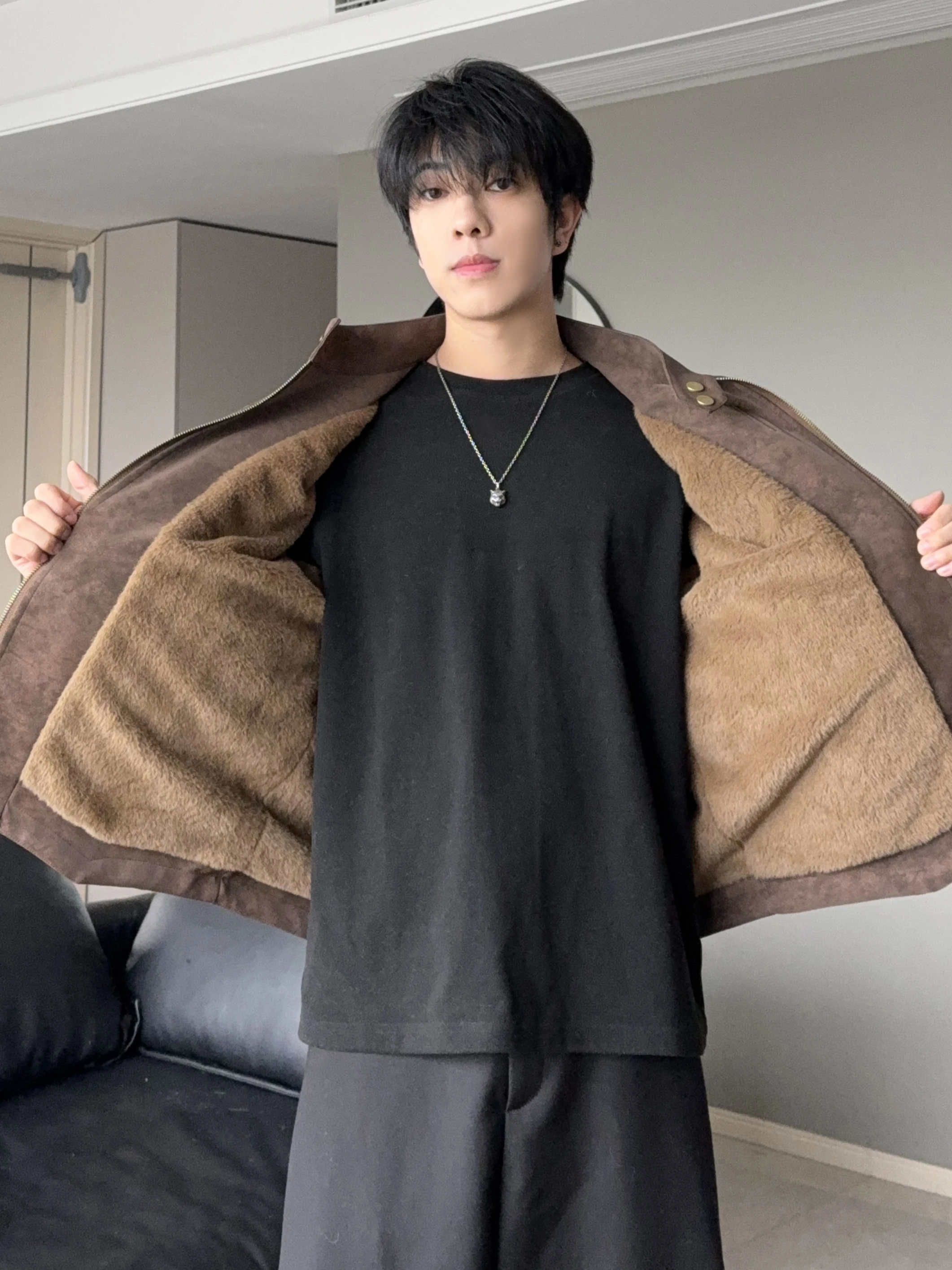 Warm Fce Lined Biker ort Jaet PU Leather Cotton Coat Men's Sle Autumn Winter Cleanfit Coffee Color Melaude Outerwear
Warm Fce Lined Biker ort Jaet PU Leather Cotton Coat Men's Sle Autumn Winter Cleanfit Coffee Color Melaude Outerwear