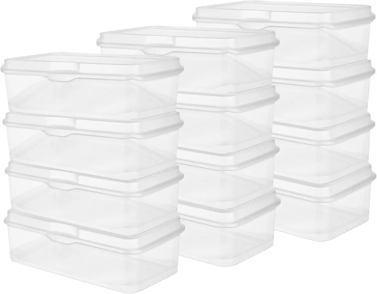 12-Pack FlipTop Stackable Rectangular Storage Bin with Hinging Lid, Clear
12-Pack FlipTop Stackable Rectangular Storage Bin with Hinging Lid, Clear