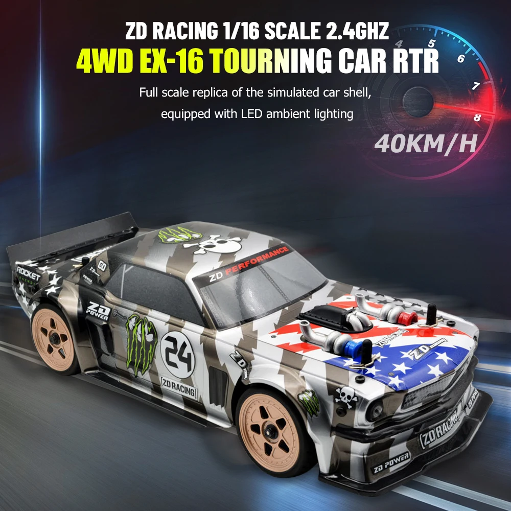 ZD Racing EX-16 1/16 Brushless/Brushed Flat Track Car 40km/h RC Drift Car 4WD Remote Control Vehicles 2.4Ghz RTR Full Scale Toy
ZD Racing EX-16 1/16 Brushless/Brushed Flat Track Car 40km/h RC Drift Car 4WD Remote Control Vehicles 2.4Ghz RTR Full Scale Toy